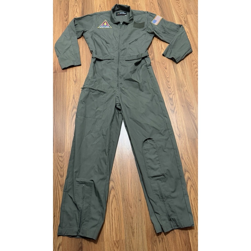Aviation Challenge Flight Suit Adult Small Space Gear Pilot Coveralls Green